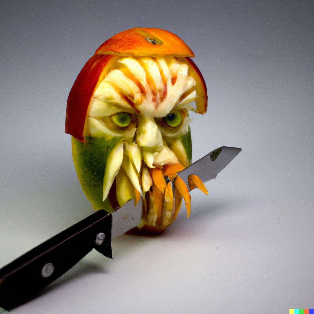 a representation of anxiety, fruit carving